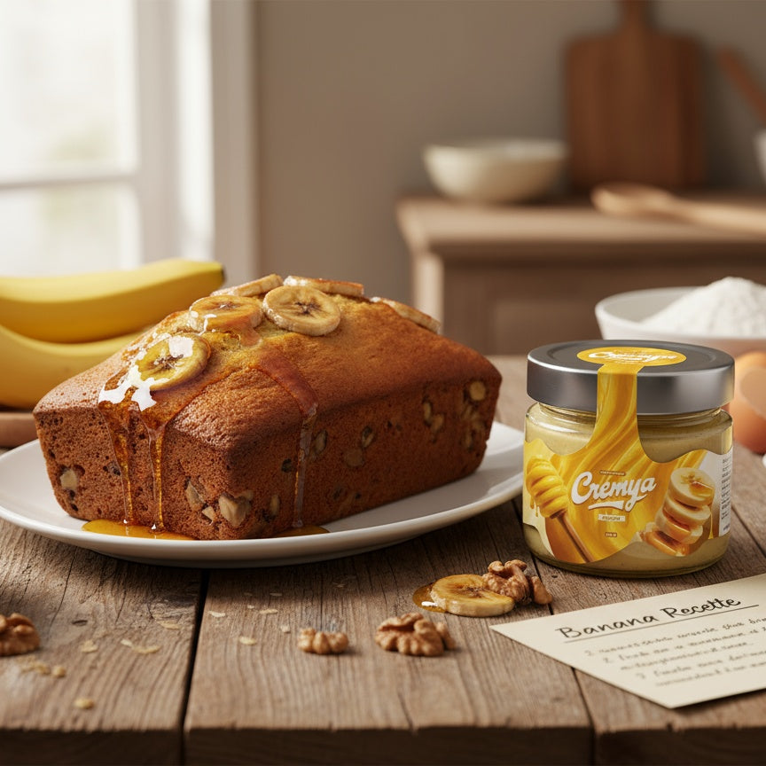 Banana Cake fondant à la crème miel Cremya